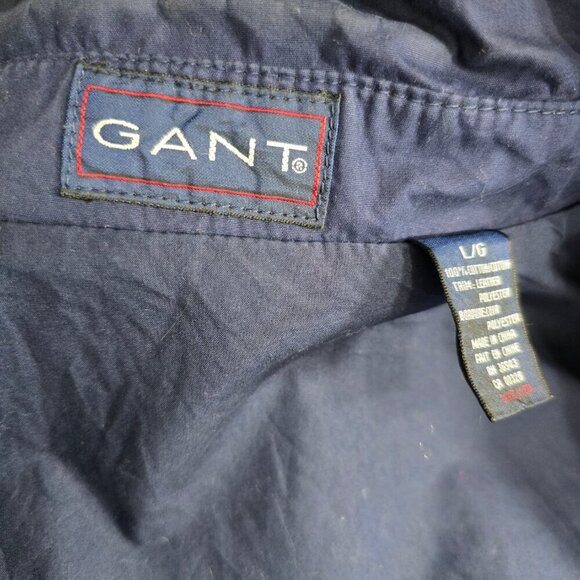 Vintage GANT NAvy Blue HArrington Leather Accent Bomber Varsity Zip Up Jacket - Picture 11 of 12